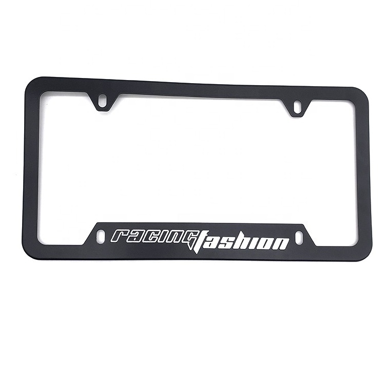 Custom USA size Matt black color laser engraving aluminum car license plate frame