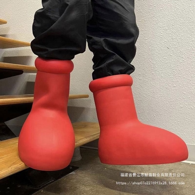 2023 Trending Astroboy Oversized Giant Bubble Foam Cartoon Astro Rubber Boy Men Boot Rain Women Kids Big Red Boots