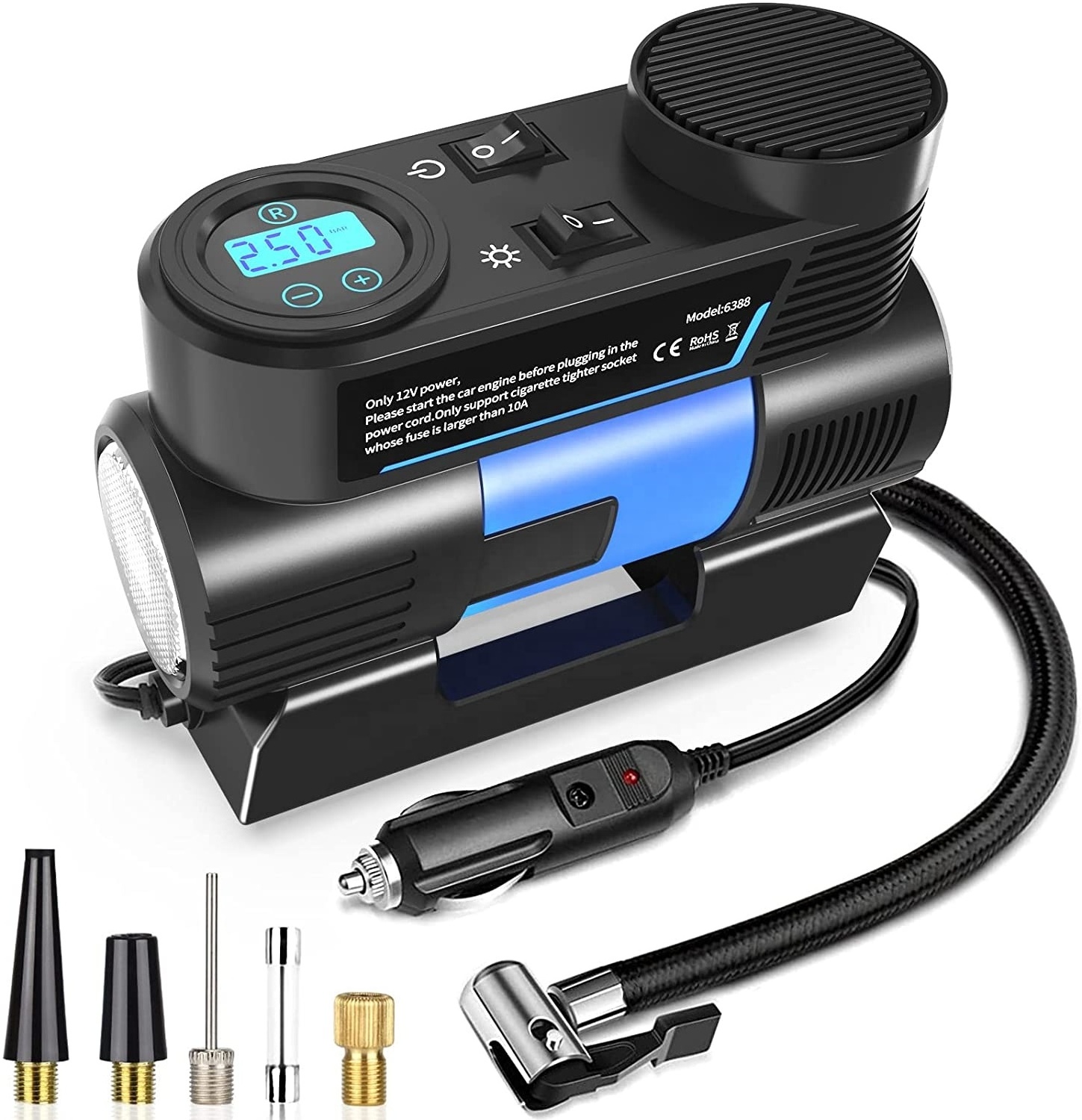 Portable air compressor tire inflator / car air compressor 12v / mini electric air pump for bike ball