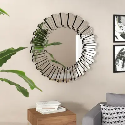 Beauty Decoration Mirror Hanging wall mounted room Mirror Metal frame large round glass custom designer modern home fashion