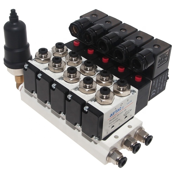 Authentic Airtac Solenoid Valve 4V210-08 DC24V assembled on manifold 4V210-008 Valve island with pressure switch install service