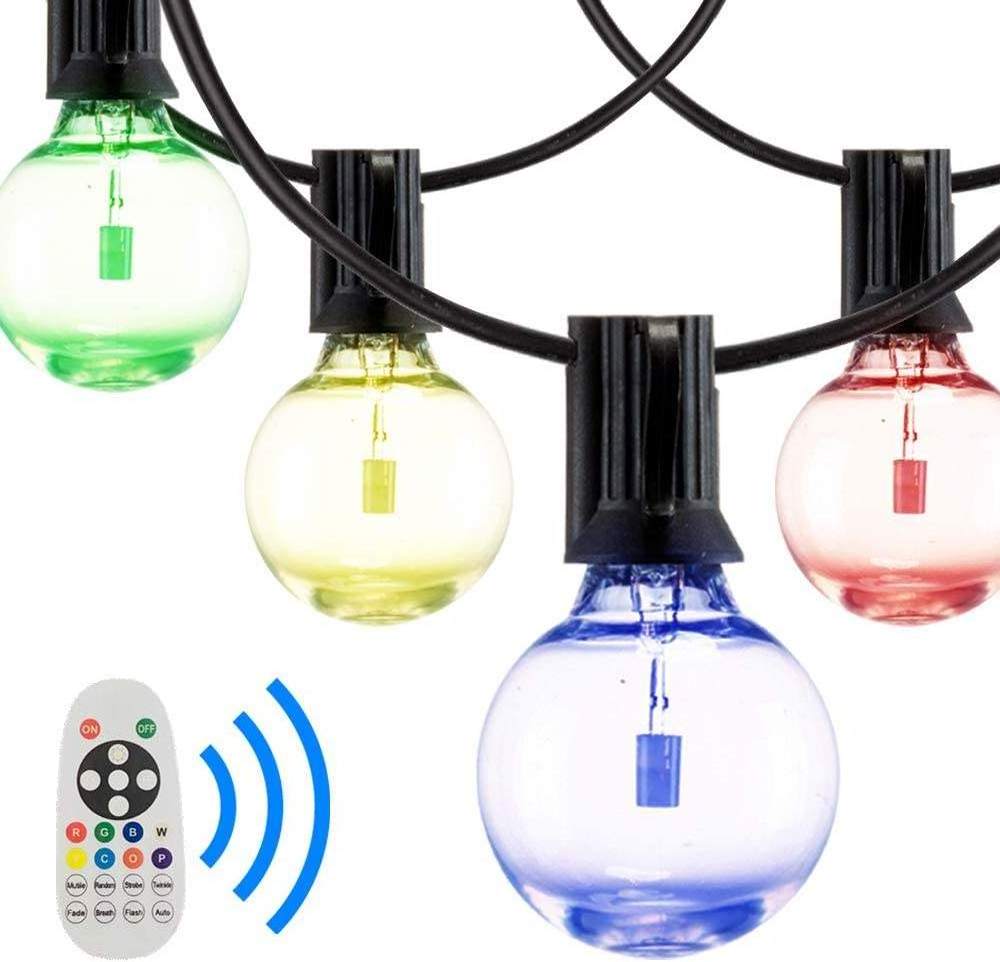 Smart Outdoor String Lights RGB Patio Lights LED App & WiFi Control  Color Changing  Dimmable  22 LED  Bulbs Works with Alexa