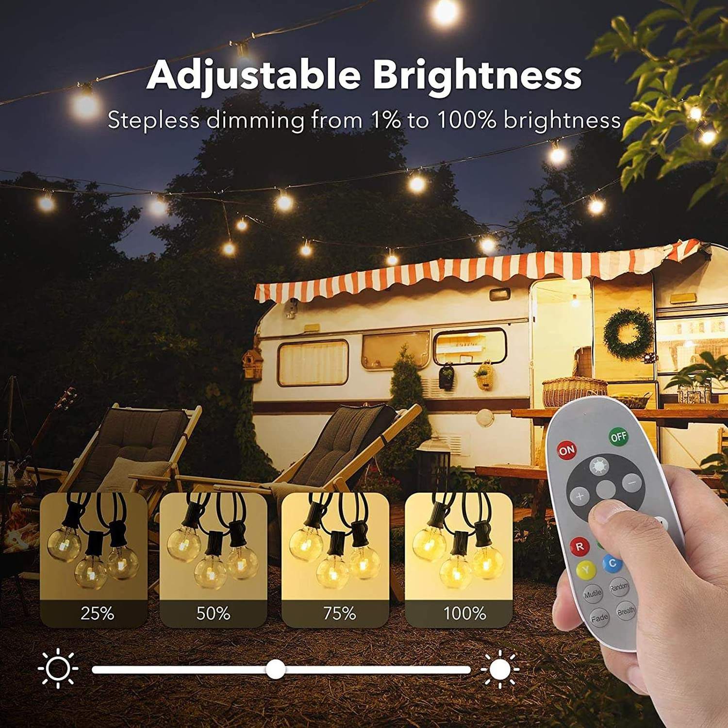 Smart Outdoor String Lights RGB Patio Lights LED App & WiFi Control  Color Changing  Dimmable  22 LED  Bulbs Works with Alexa