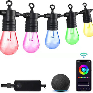 Smart Outdoor String Lights RGB Patio Lights LED App & WiFi Control  Color Changing  Dimmable  22 LED  Bulbs Works with Alexa