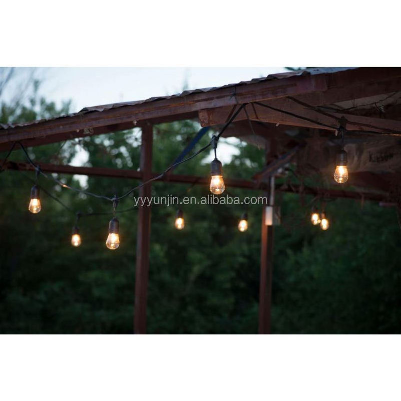 Hot Selling 48 Feet Long Lights With 15 Sockets And 15 Incandescent Solar Light Bulbs Outdoor Waterproof String Light For Garden