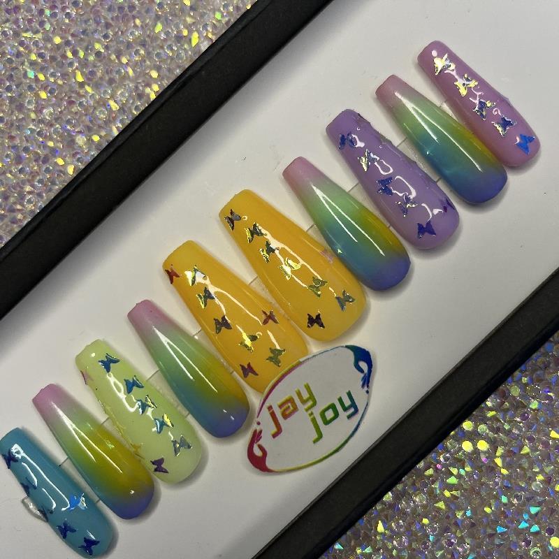 JAYJOY 100% Hand Paint Luxury Discount Private Label Logo Customized Artificial Finger and Toe Nails Set Press On Nails