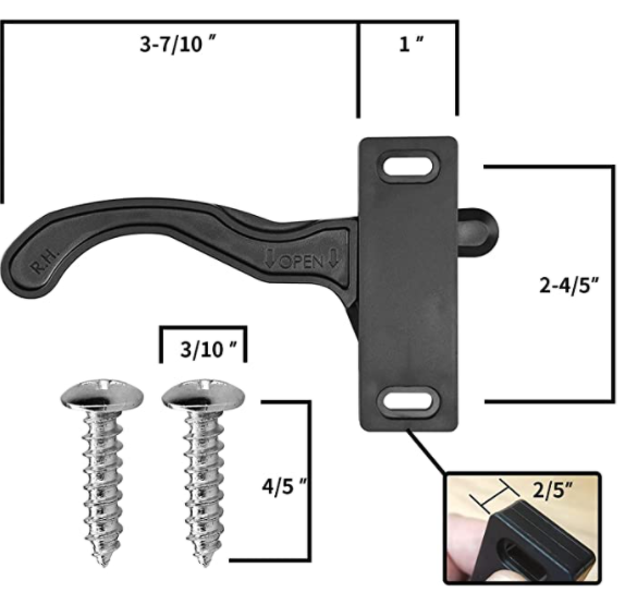 Screen Door Latch For RV/Camper/Trailer Black Right Hand Screen Door Latches