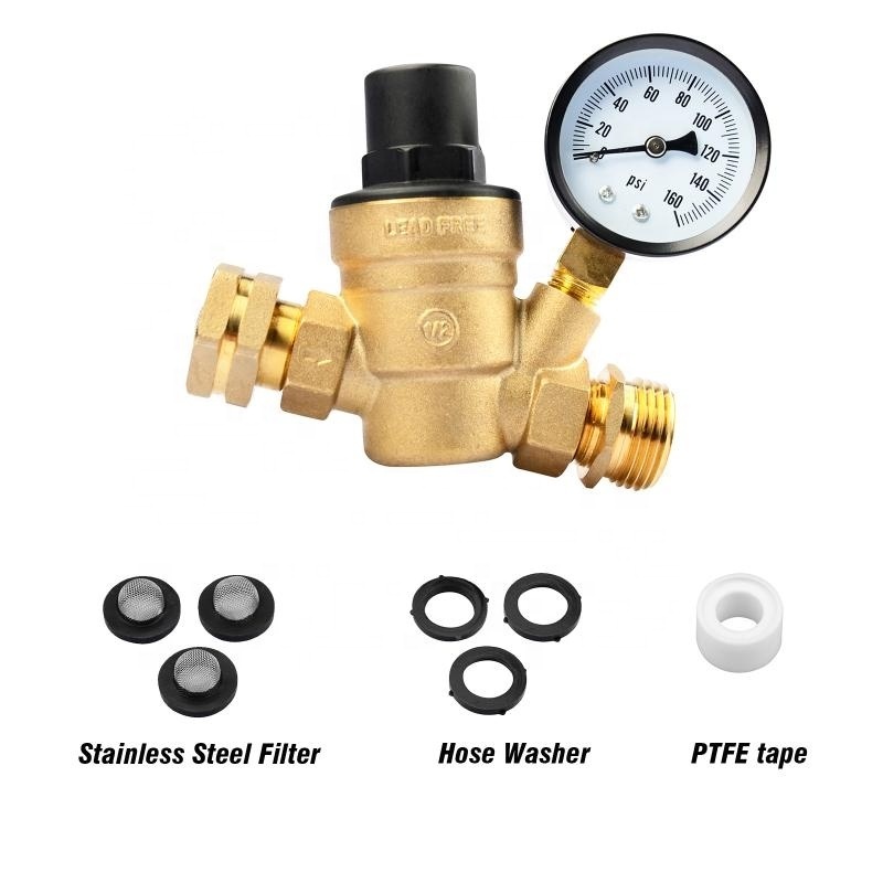 Brass Lead-free RV Water Pressure Regulator Valve, 3/4