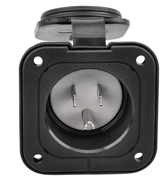 15 Amp Flanged Inlet 125V, NEMA 5-15 Flanged Power Inlet Receptacle with Waterproof Front & Back Covers, 2 Pole 3-Wire