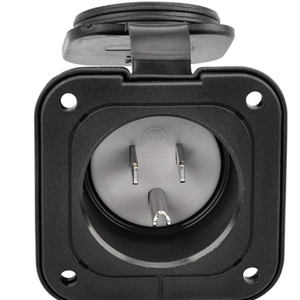 15 Amp Flanged Inlet 125V, NEMA 5-15 Flanged Power Inlet Receptacle with Waterproof Front & Back Covers, 2 Pole 3-Wire