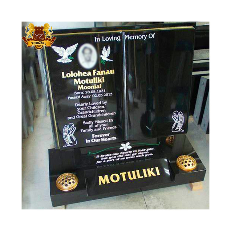 Modern Cemetery Headstones And Monuments Marble Book Headstone Large Black Granite Open Bible Headstone