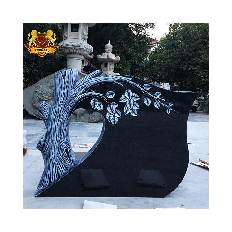 Wholesale Marble Headstones Prices Cemetery Heart Shaped Headstones Tombstone Black Granite Double Heart Headstone