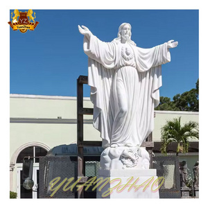 Outdoor Religious Hand Carved Stone Carving White Life Size Marble Catholic Jesus Statue