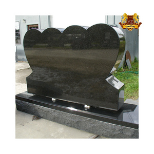 Wholesale Stone Carving Tombstones And Monuments Black Marble Granite Double Heart Shaped Headstones For Graves