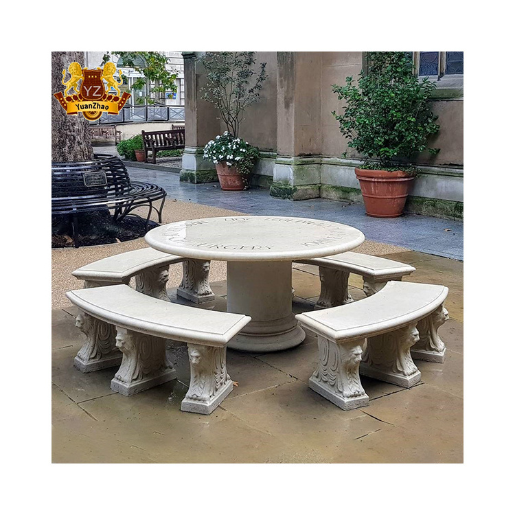 Large Outdoor Natural Marble Stone Antique Stone Garden Bench