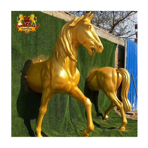 Home Decoration Custom Modern Wall Mount Go Out from Wall Horse Fiberglass Statue  Resin Fiberglass Horse Sculpture