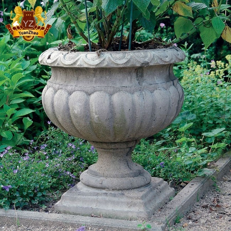 Western style garden large flower pots planters outdoor white marble stone flower pot for sale