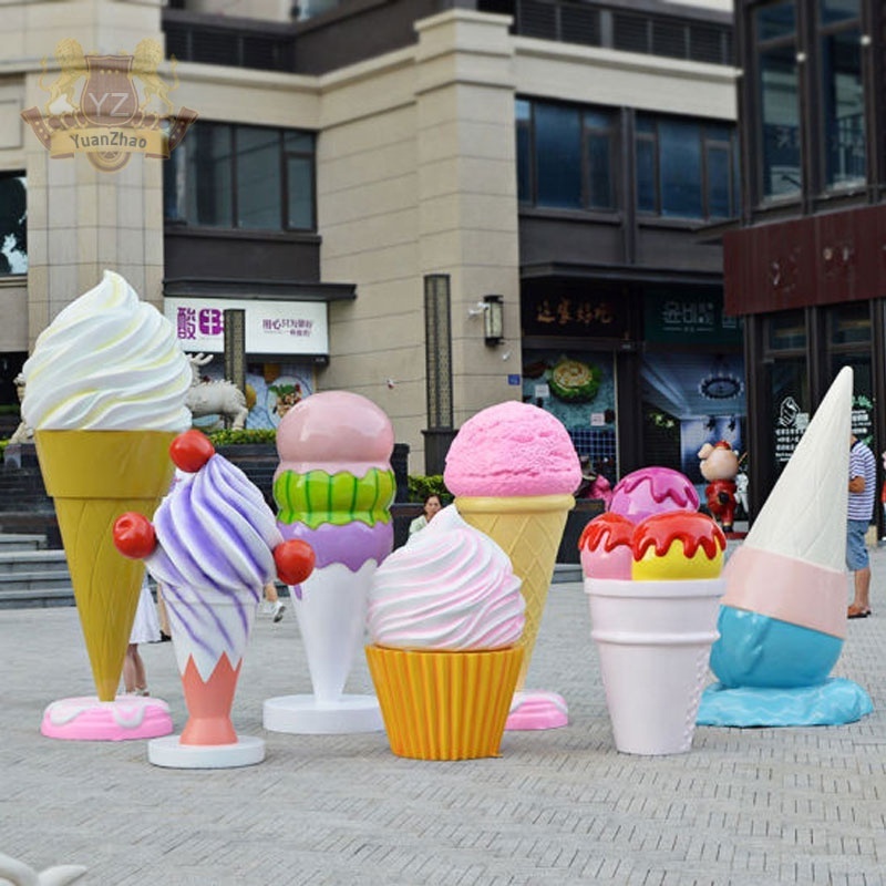 Fiberglass Ice Cream Chairs Ice Cream Furniture Resin Giant Ice Cream Cone For Shop Decoration