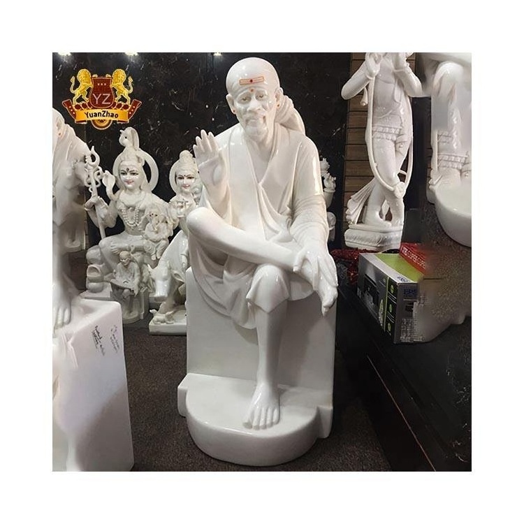 Home Decoration Hindu God Marble Sai Baba Statue Carving Sculpture White Marble Sai Baba Sculpture Statues