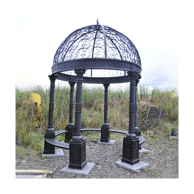 Modern outdoor garden decor European style large big wrought cast iron gazebos prices for sale