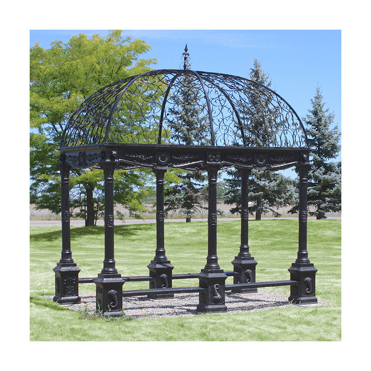 Modern outdoor garden decor European style large big wrought cast iron gazebos prices for sale