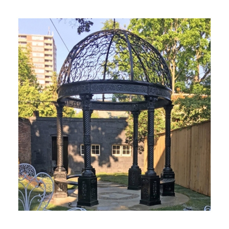 Modern outdoor garden decor European style large big wrought cast iron gazebos prices for sale