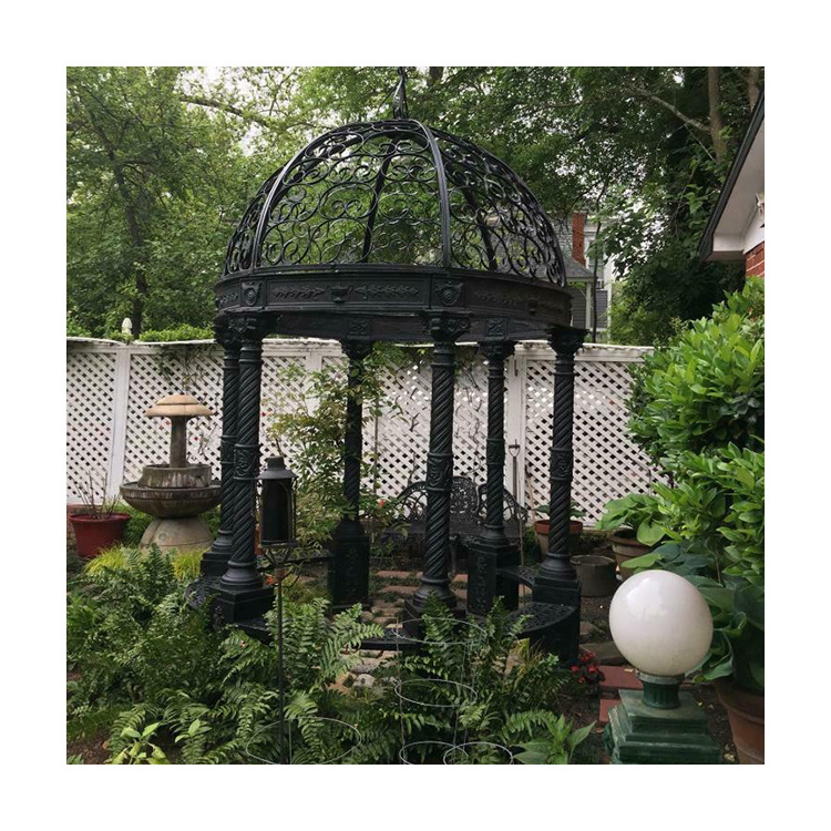 Modern outdoor garden decor European style large big wrought cast iron gazebos prices for sale