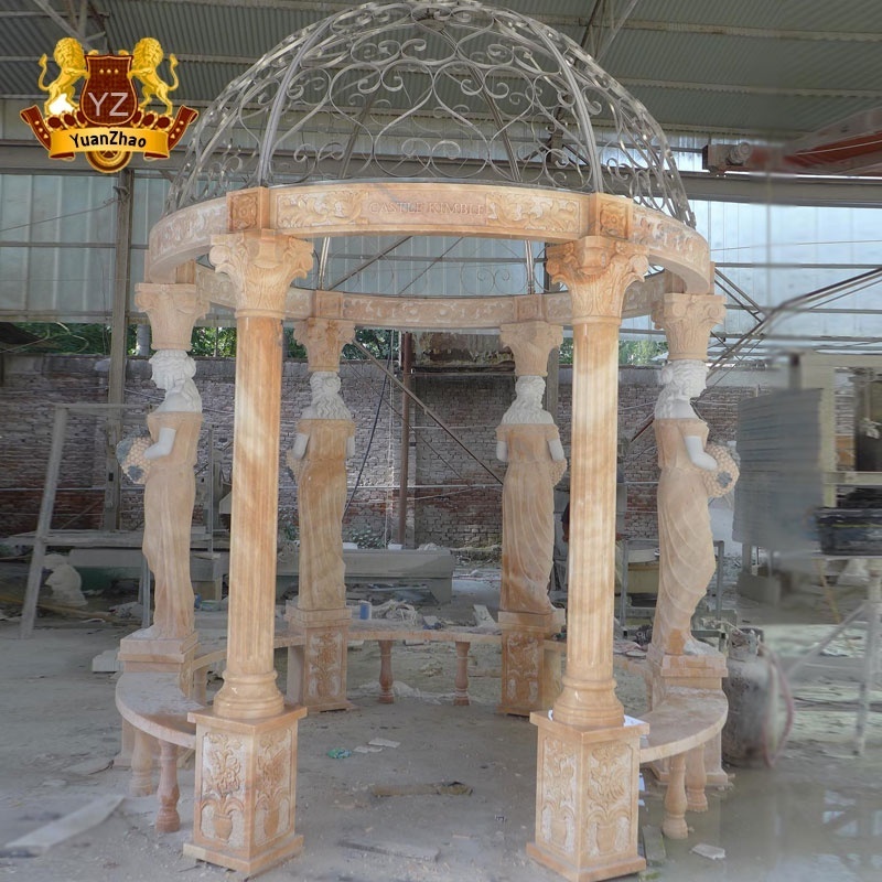 Outdoor Sculpture Stone Hand Carved Natural Large White Marble Roman Column Gazebo