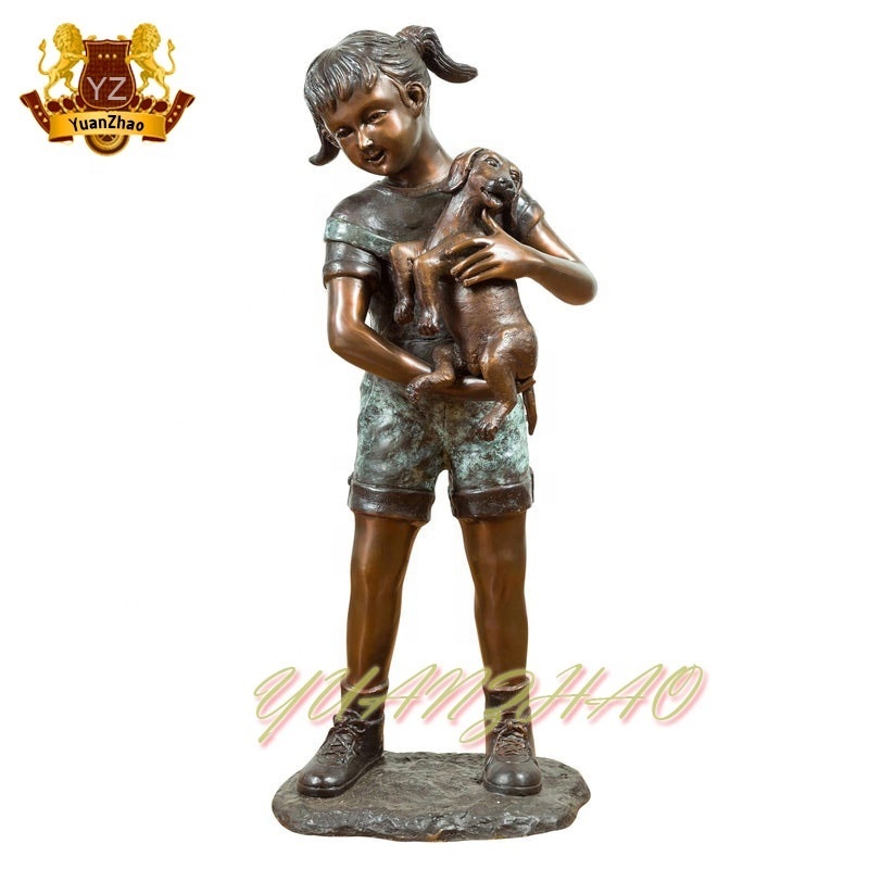 Life size garden customized outdoor bronze standing girl statue