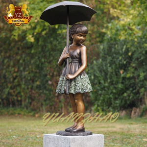 Life size garden customized outdoor bronze standing girl statue