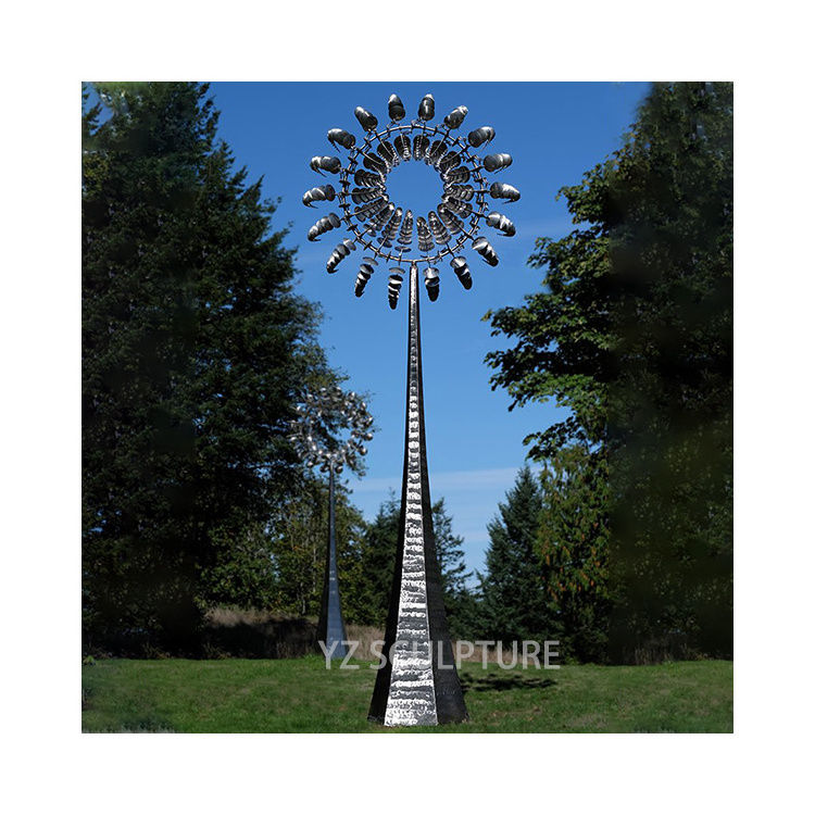 Custom Modern Outdoor Magic Metal Windmill Kinetic Metal Wind Spinners Stainless Steel Garden Kinetic Wind sculpture For Sale