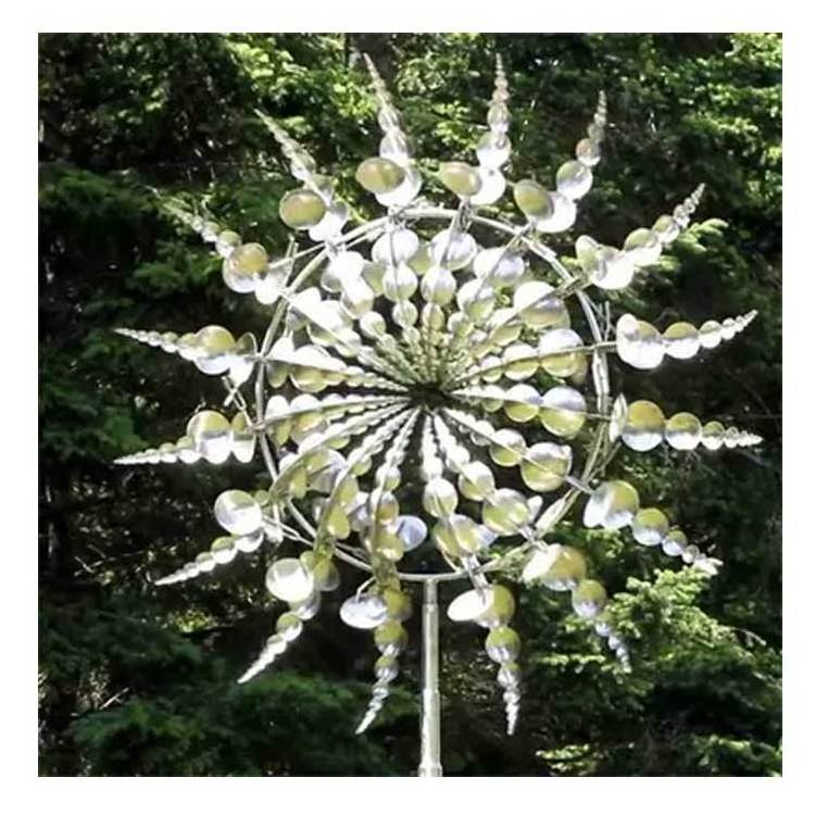 Large outdoor metal sculpture art stainless steel wind powered kinetic sculpture