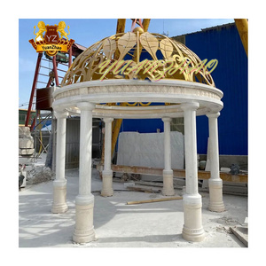 Outdoor Decoration Modern Large Luxury Natural Stone Pavilion Gazebos White Marble Wedding  Roman Column Gazebo