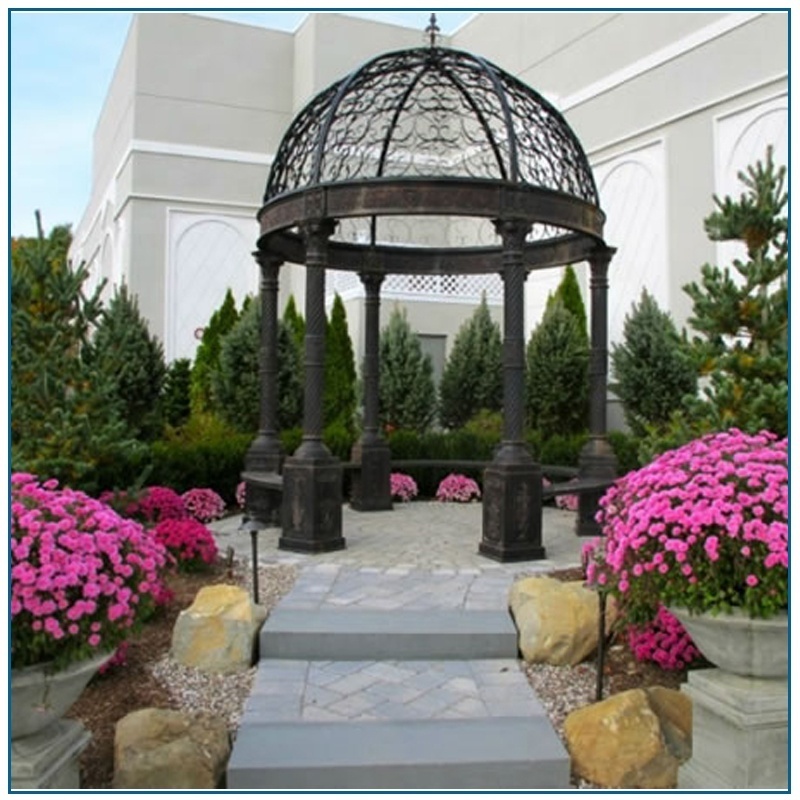 Garden decorative wrought iron dome metal iron gazebo for outdoor garden decoration