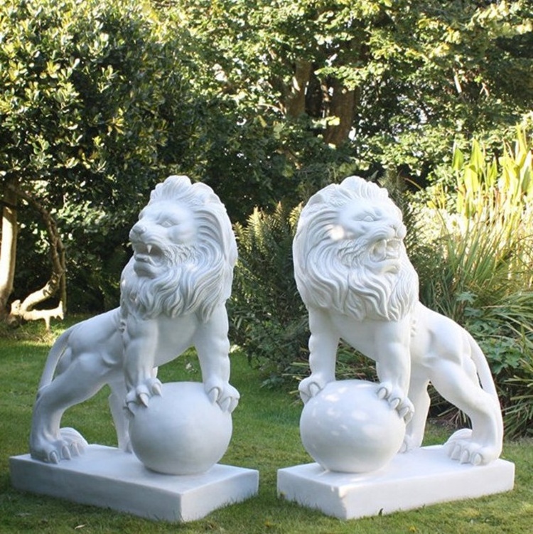 Outdoor Garden Decoration Chinese Lion Stone Carvings And Sculptures Granite Marble Chinese Guardian Lions For Sale