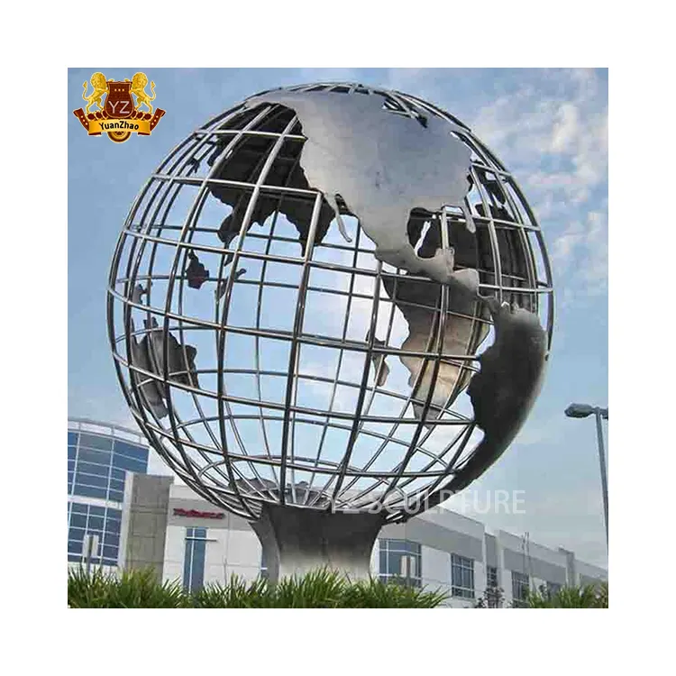 Outdoor Garden Decoration Metal Stainless Steel Earth World Globe Sculpture Statue For Sale