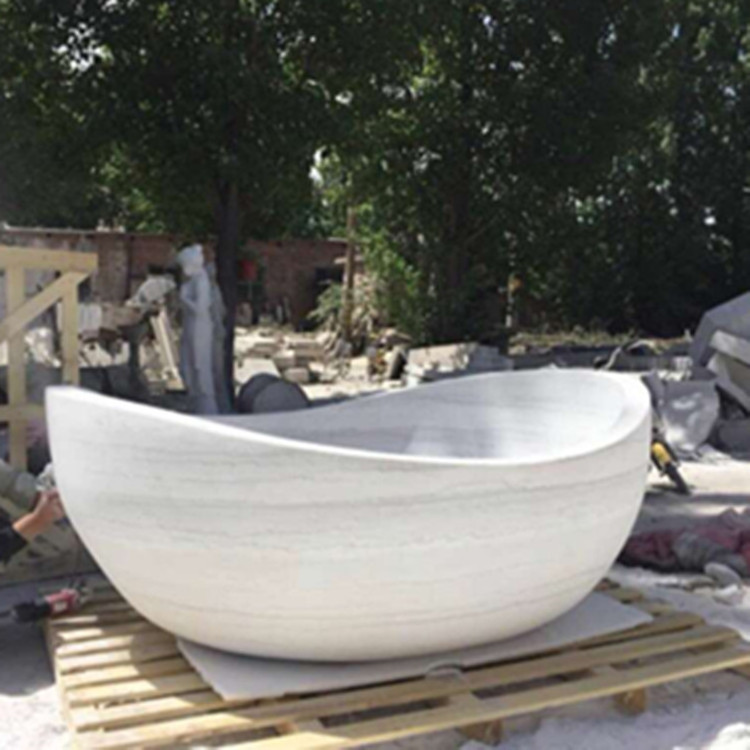 Modern Carved Natural Stone Bathroom Bath Tub Free Standing Black Marble Bathtub