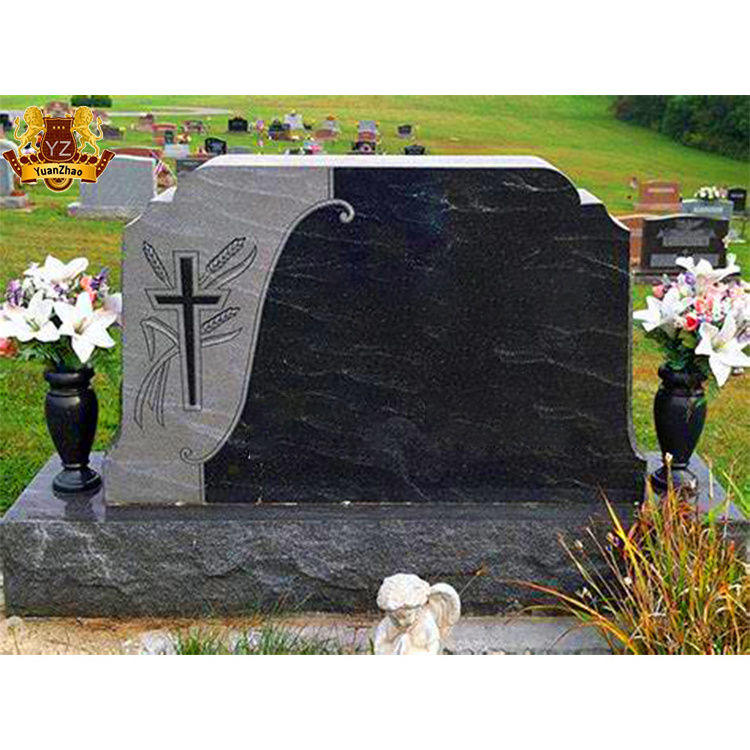 Modern Cemetery Grave Stone Tombstones And Monuments Red Marble Granite Double Heart Headstones With Vases