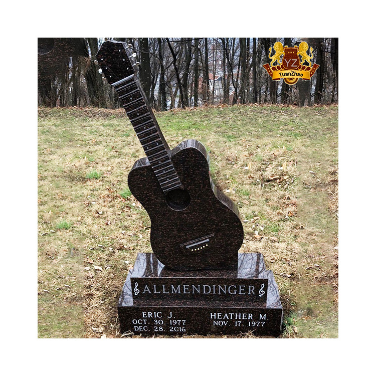 Wholesale Custom Granite Headstone Tomb Stone Headstone Natural Stone Tombstone Black Granite Guitar Headstones Price