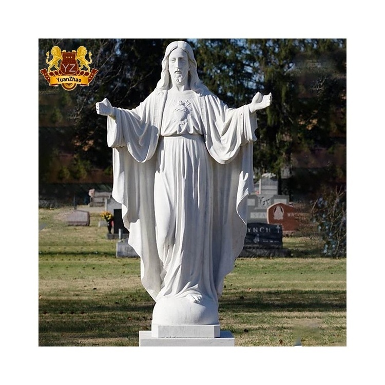 Outdoor Religious Hand Carved Stone Carving White Life Size Marble Catholic Jesus Statue