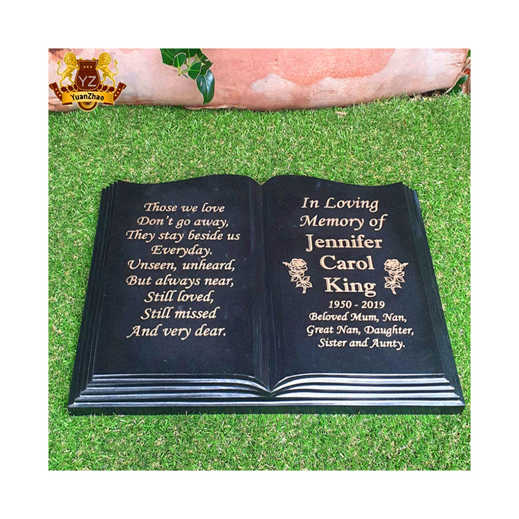 Wholesale Cemetery Tombstones And Monuments Black Marble Granite Open Bible Headstone Prices