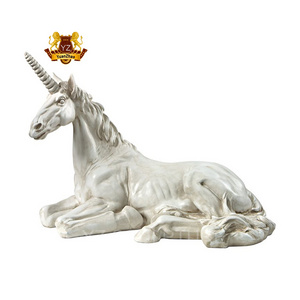 Custom High Quality Resin Crafts Animal Sculpture Life Size Resin Fiberglass Unicorn Garden Statue For Sale