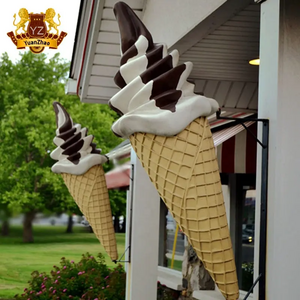 Factory Price Large Fiberglass Ice Cream Ornament Giant Ice Cream Cone Display For Sale