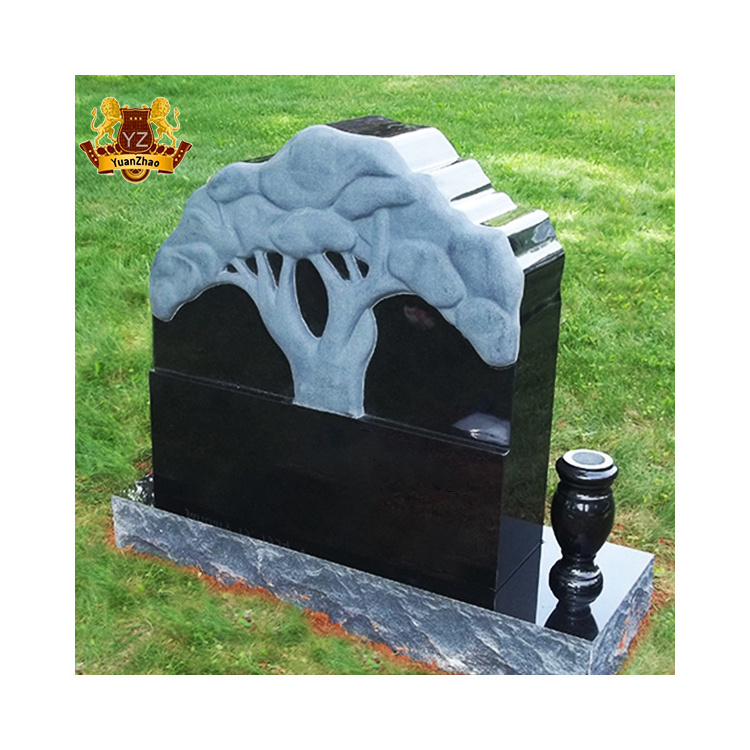 Custom Design Grave Stone Headstones And Monuments Black Granite Marble Carved Tree Shaped Headstone Tombstone Prices