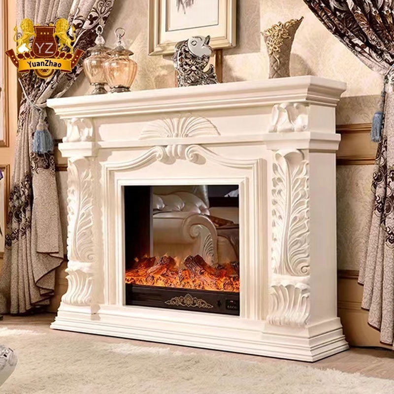 Indoor Living Room Home Decoration Natural Marble Stone Fireplace Surround French Natural Stone Marble Fireplace Mantel