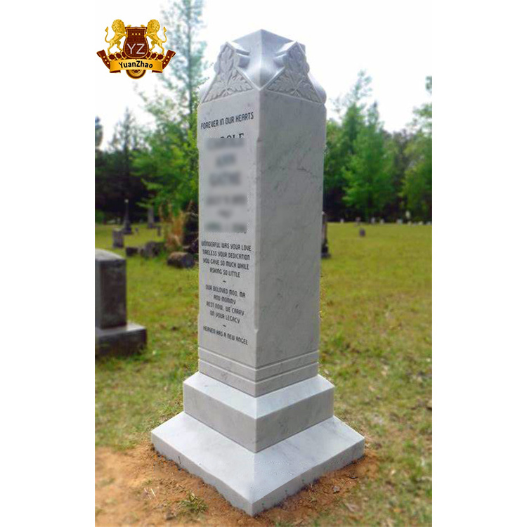 Custom Design Unique Cemetery Headstones Natural Stone Marble Pillar Headstone Tombstones And Monuments Prices