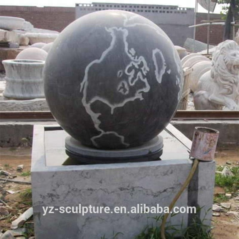 Garden Decoration Natural Black Marble Feng Shui Stone Ball Water Fountain Marble Floating Ball Fountain