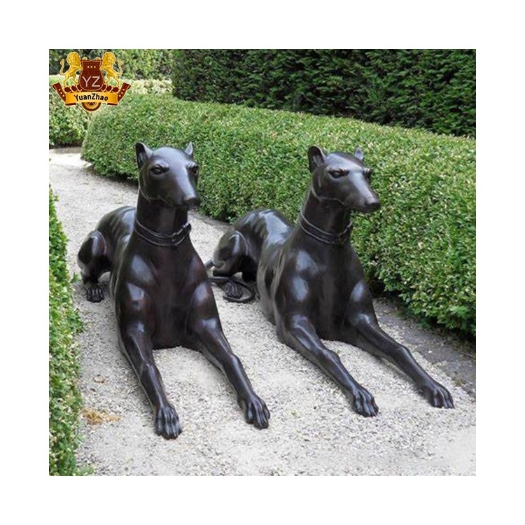 Western style german shepherd dog bronze statue life size animal metal craft large bronze dog sculpture