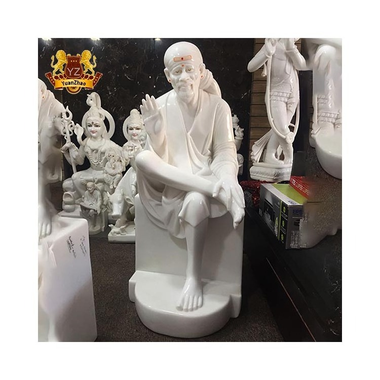 Outdoor Garden Decor Hindu God Marble Sai Baba Statue Life Size Stone Carving White Marble Statue Of Sai Baba For Sale