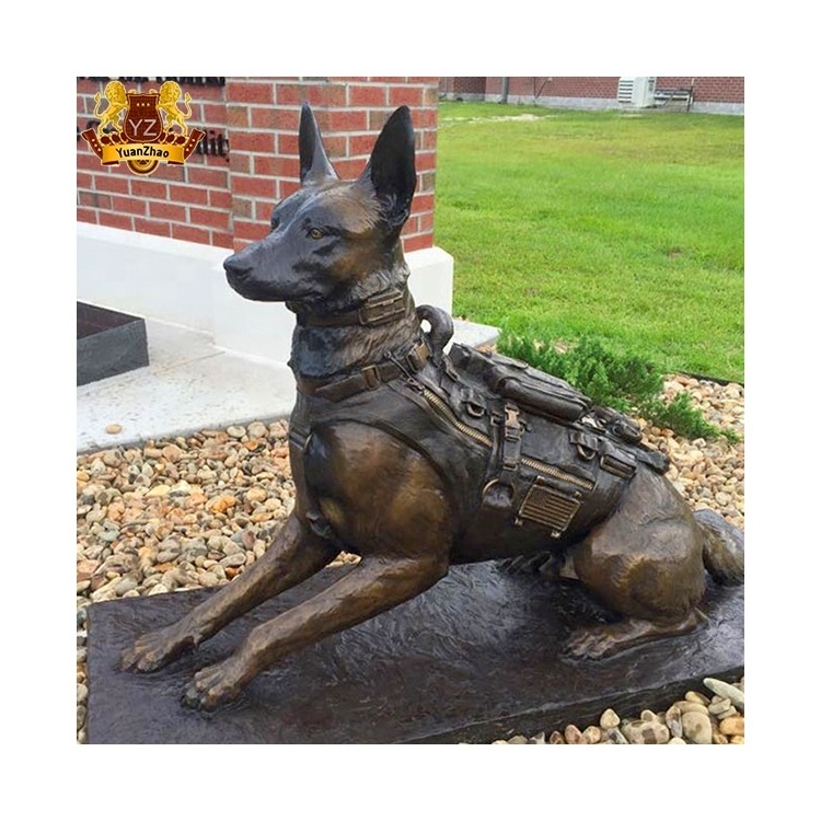 Outdoor Decor Garden Decoration Modern Metal Life Size Animal Dog Statue German Shepherd Bronze Dog Standing Life-Size Statue